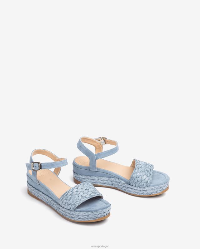 Unisa sandália de juta e camurça combinando mulheres 6V2Z6324 azul
