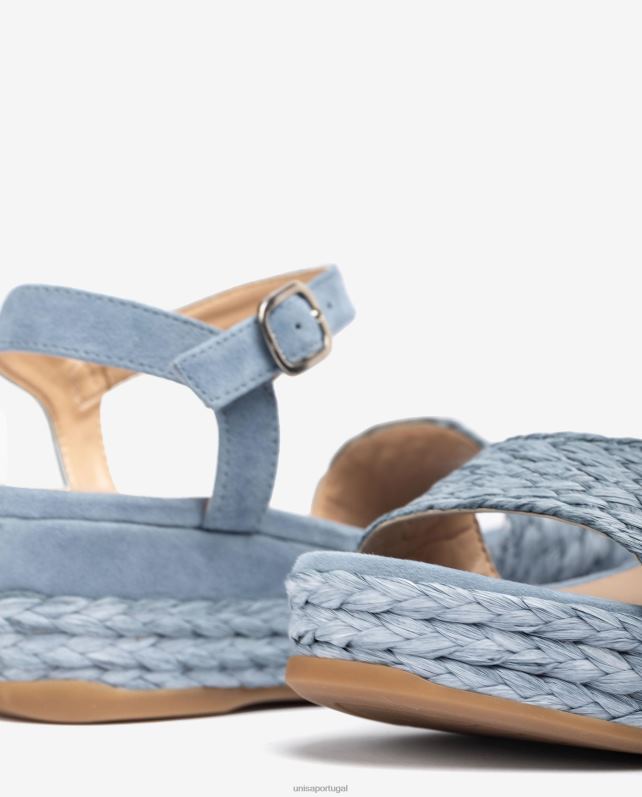 Unisa sandália de juta e camurça combinando mulheres 6V2Z6324 azul