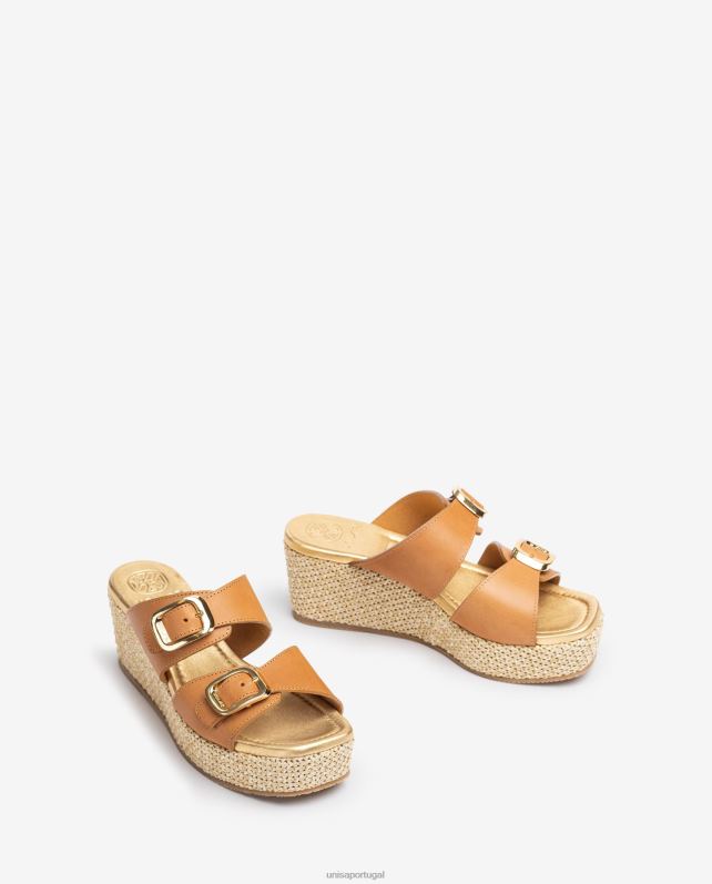 Unisa sandália de tiras com fivela mulheres 6V2Z6148 marrom