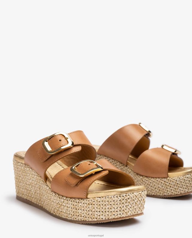 Unisa sandália de tiras com fivela mulheres 6V2Z6148 marrom