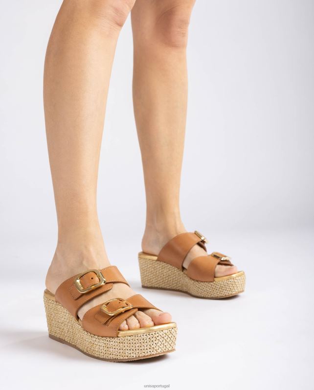 Unisa sandália de tiras com fivela mulheres 6V2Z6148 marrom