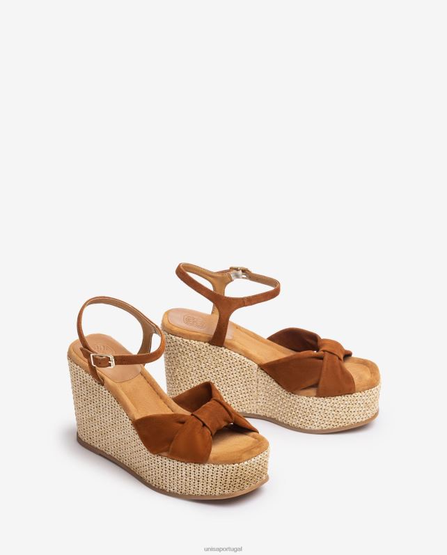 Unisa sandália salto alto com detalhe de nó mulheres 6V2Z6458 marrom