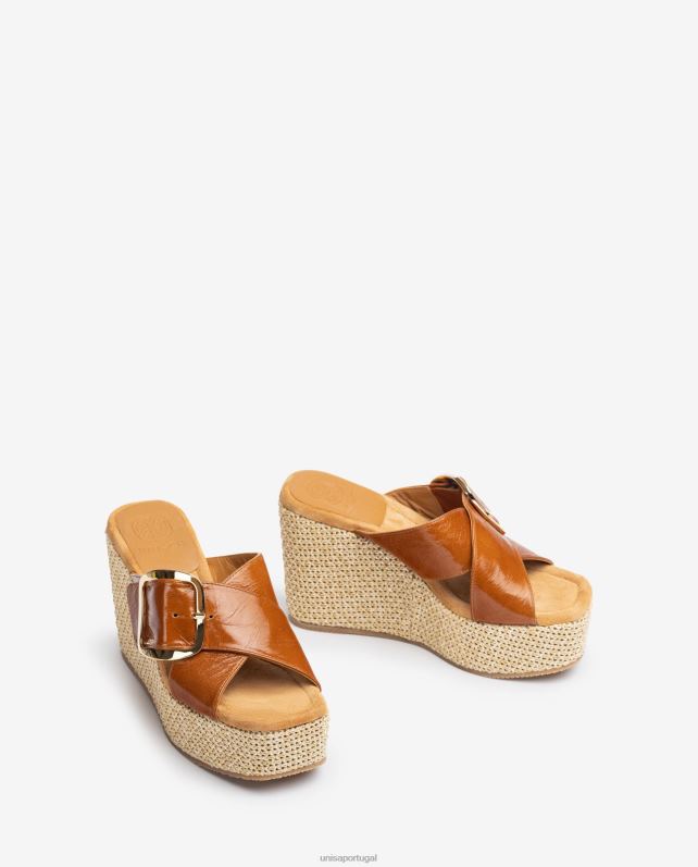 Unisa sandália salto alto com fivela mulheres 6V2Z6462 gracioso