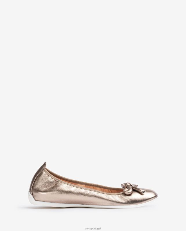 Unisa bailarina efeito metalizado com laço mulheres 6V2Z6644 bronze
