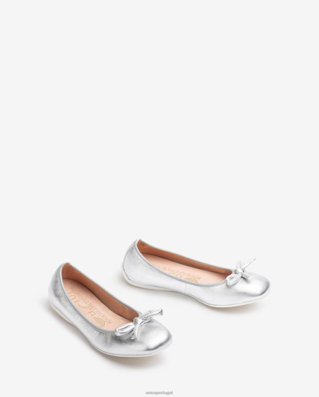 Unisa bailarina efeito metalizado com laço mulheres 6V2Z6645 prata