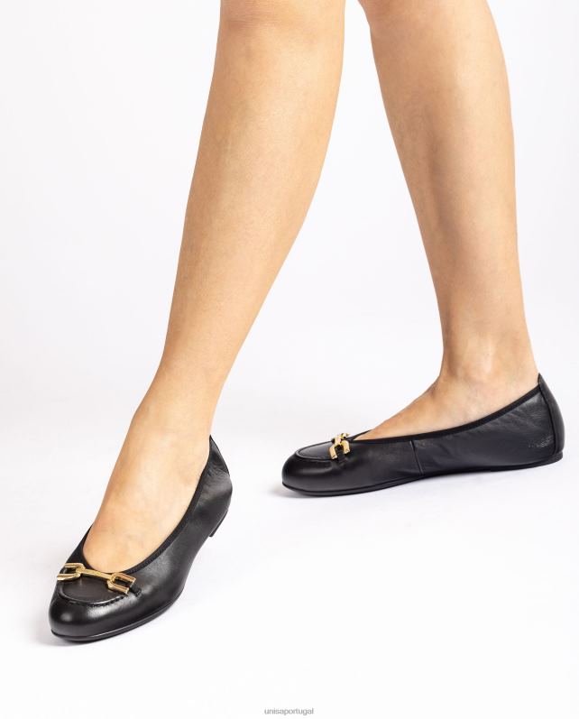 Unisa sapatilha bailarina com acabamento mulheres 6V2Z61266 preto