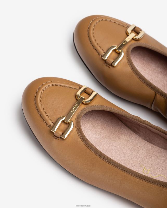 Unisa sapatilha bailarina com acabamento mulheres 6V2Z61267 marrom