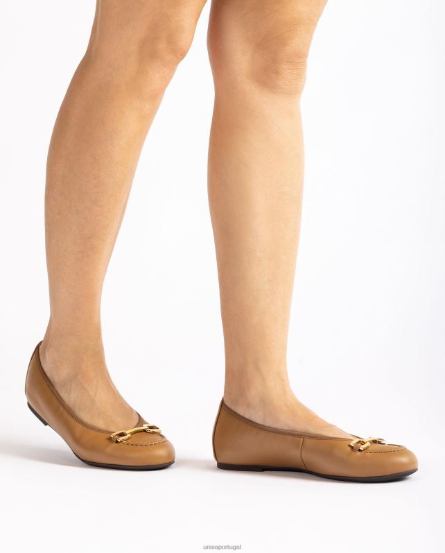 Unisa sapatilha bailarina com acabamento mulheres 6V2Z61267 marrom