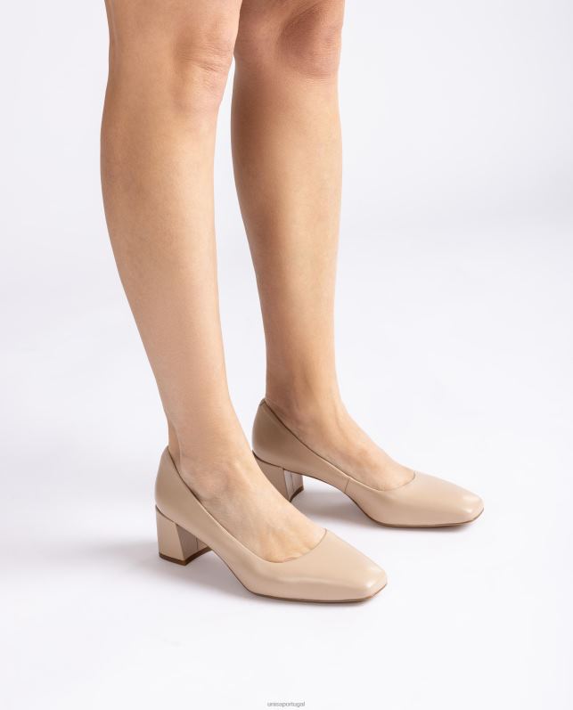 Unisa bomba com salto largo mulheres 6V2Z6552 bege