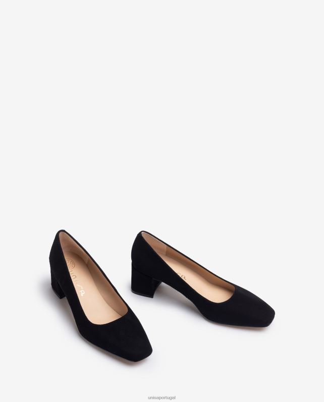 Unisa bomba com salto largo mulheres 6V2Z6554 preto