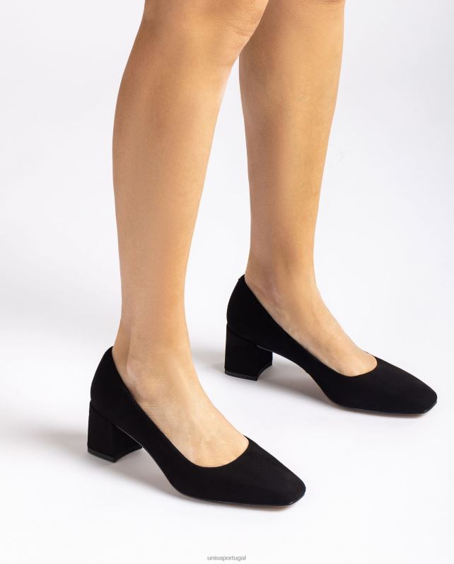 Unisa bomba com salto largo mulheres 6V2Z6554 preto