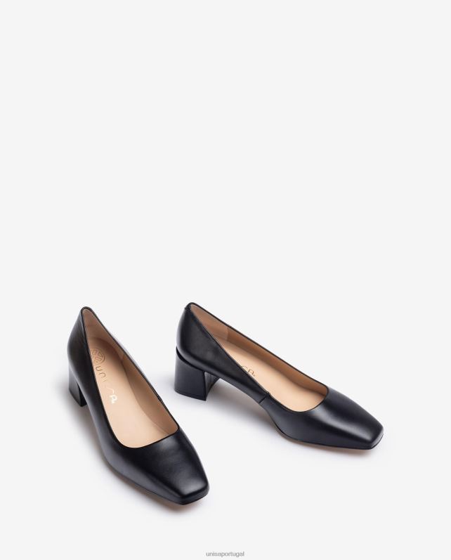 Unisa bomba com salto largo mulheres 6V2Z6556 preto