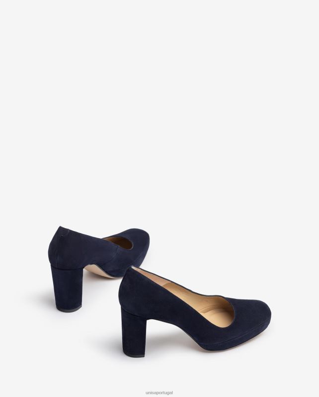 Unisa bomba de bico quadrado com pesponto mulheres 6V2Z6591 azul