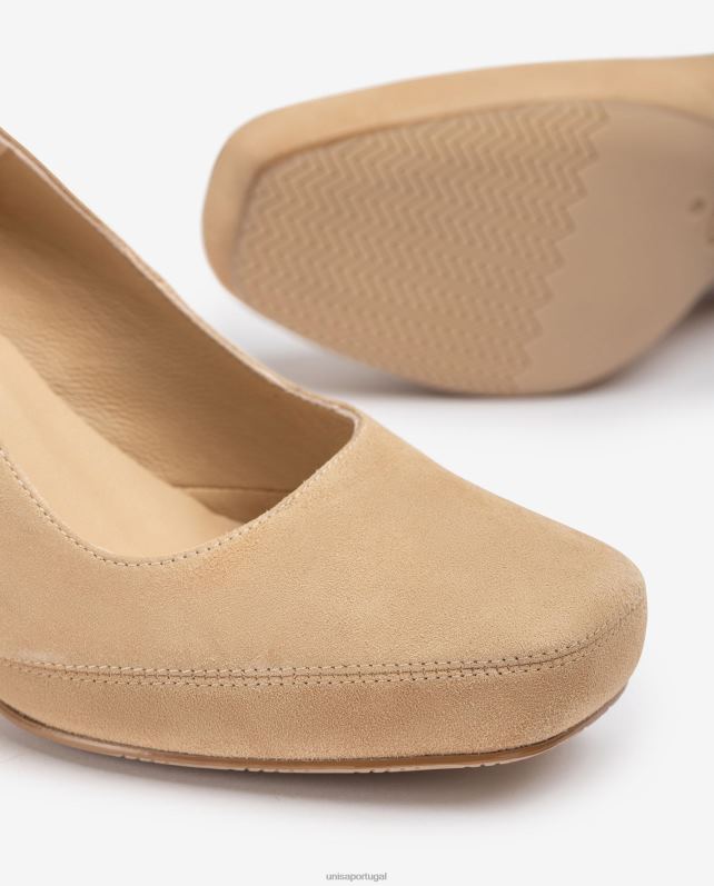 Unisa bomba de bico quadrado com pesponto mulheres 6V2Z6592 bege