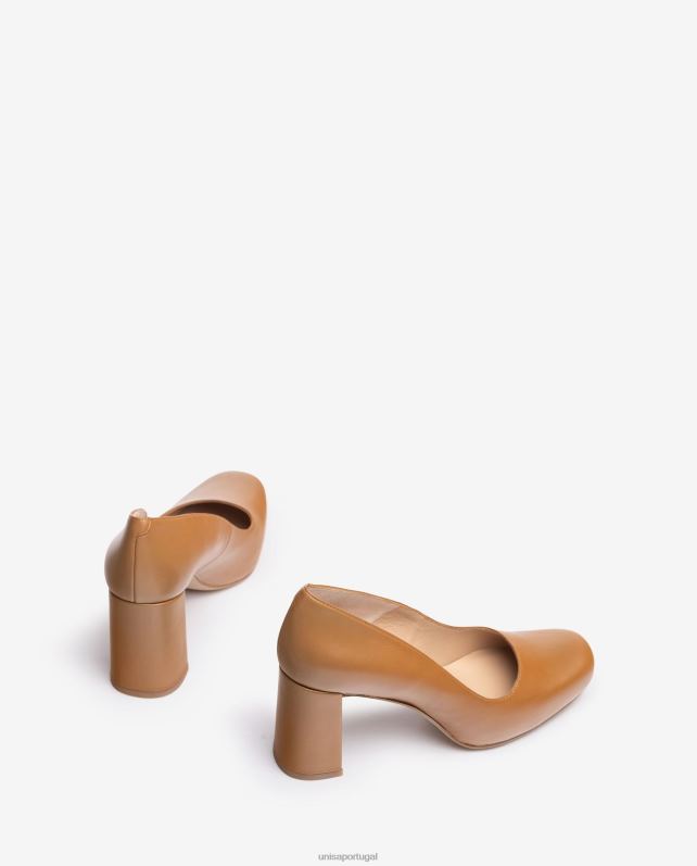 Unisa bomba de bico quadrado com plataforma mulheres 6V2Z6563 marrom