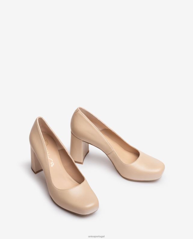 Unisa bomba de bico quadrado com plataforma mulheres 6V2Z6564 bege