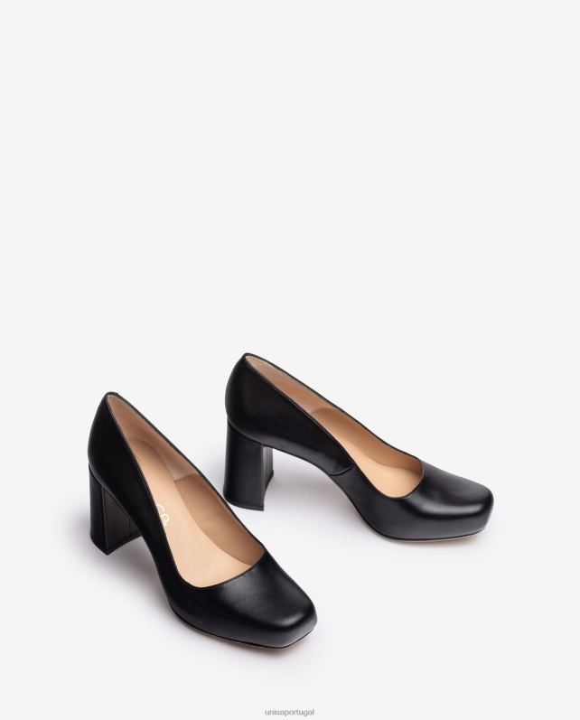 Unisa bomba de bico quadrado com plataforma mulheres 6V2Z6578 preto