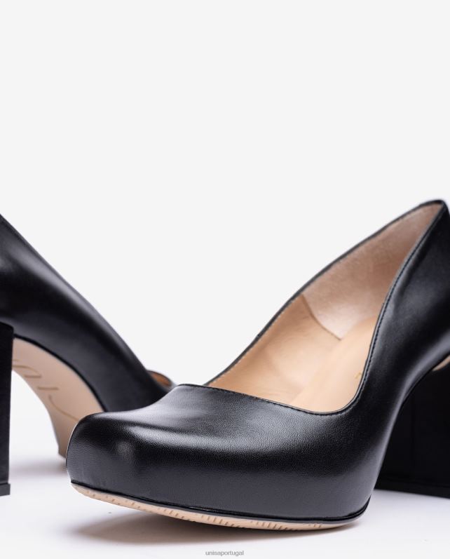 Unisa bomba de bico quadrado com plataforma mulheres 6V2Z6578 preto