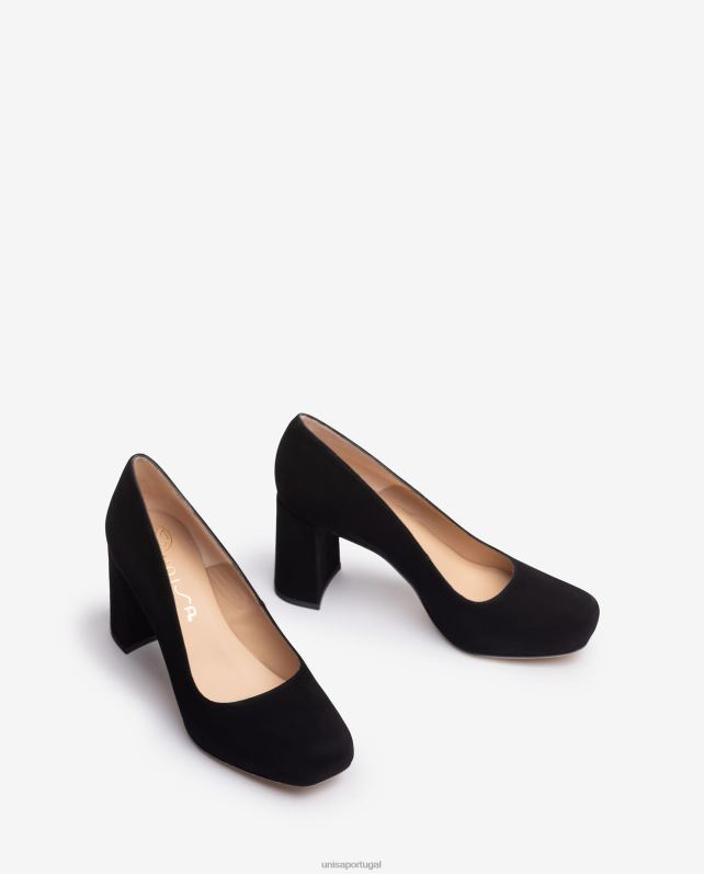 Unisa bomba de bico quadrado com plataforma mulheres 6V2Z6579 preto