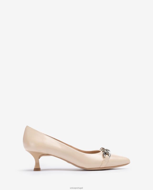 Unisa bomba de couro com corrente mulheres 6V2Z6583 bege