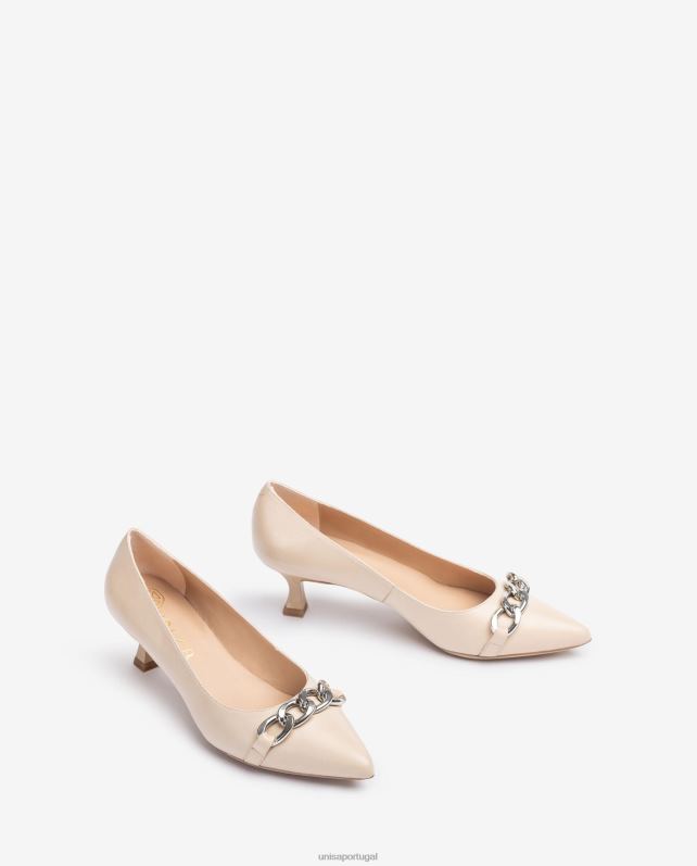 Unisa bomba de couro com corrente mulheres 6V2Z6583 bege