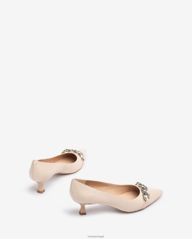 Unisa bomba de couro com corrente mulheres 6V2Z6583 bege