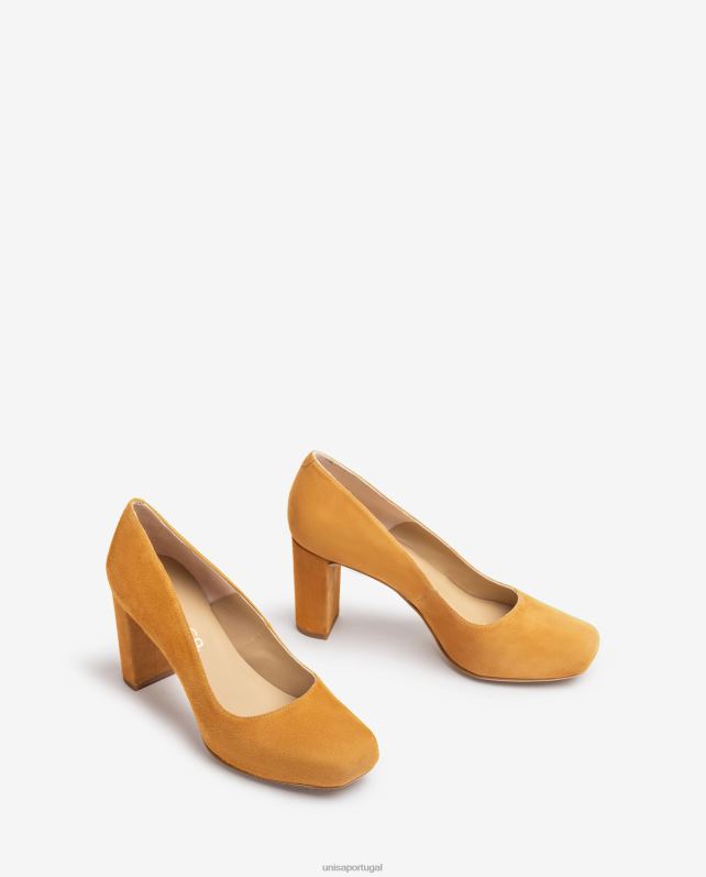 Unisa bombas de bico quadrado com plataforma mulheres 6V2Z6596 marrom