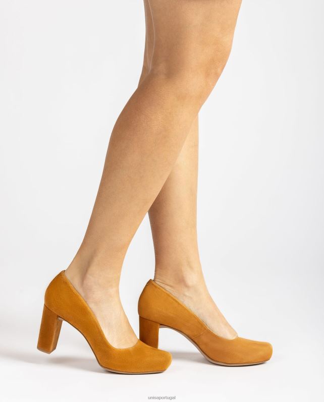 Unisa bombas de bico quadrado com plataforma mulheres 6V2Z6596 marrom