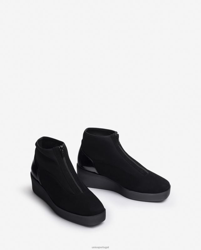 Unisa Bota de sola superleve com zíper mulheres 6V2Z6899 preto