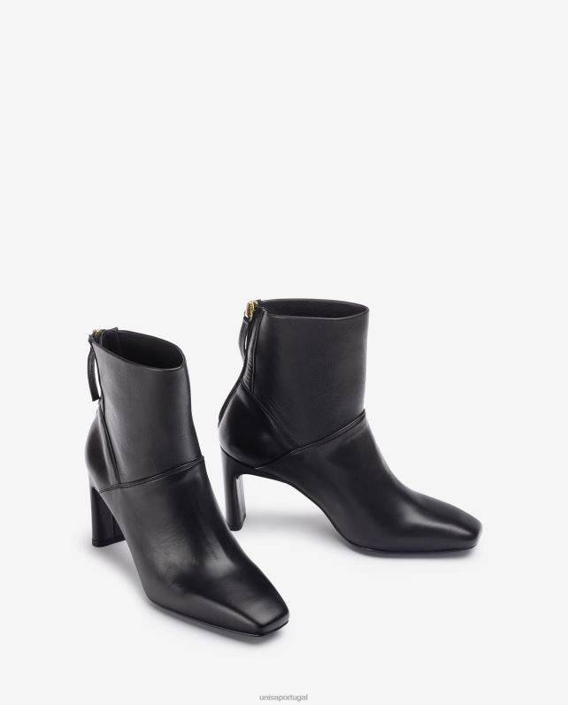 Unisa bota bico quadrado com salto alto mulheres 6V2Z61013 preto