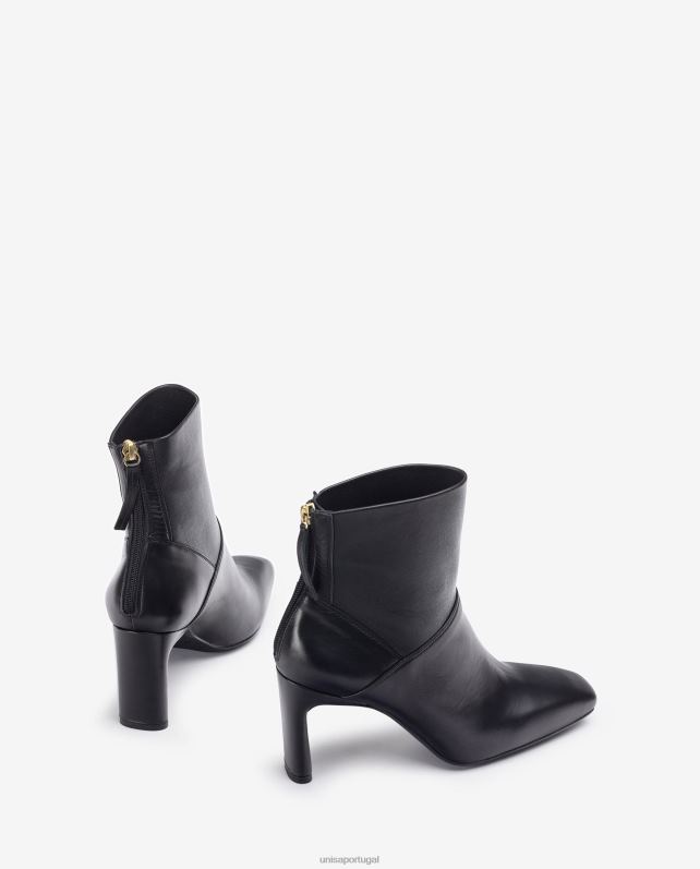 Unisa bota bico quadrado com salto alto mulheres 6V2Z61013 preto
