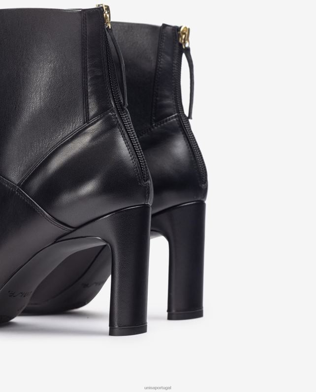 Unisa bota bico quadrado com salto alto mulheres 6V2Z61013 preto