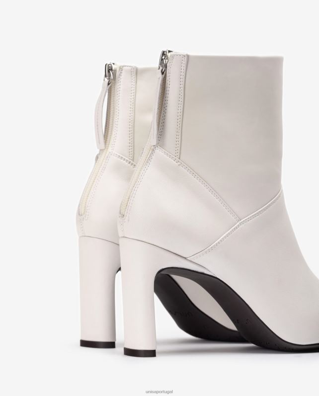 Unisa bota bico quadrado com salto alto mulheres 6V2Z61014 branco