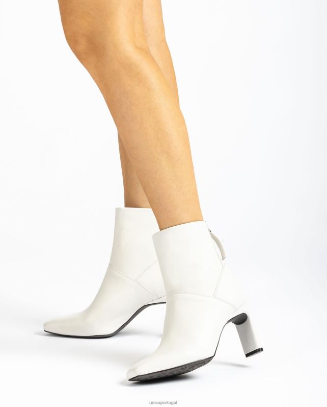 Unisa bota bico quadrado com salto alto mulheres 6V2Z61014 branco