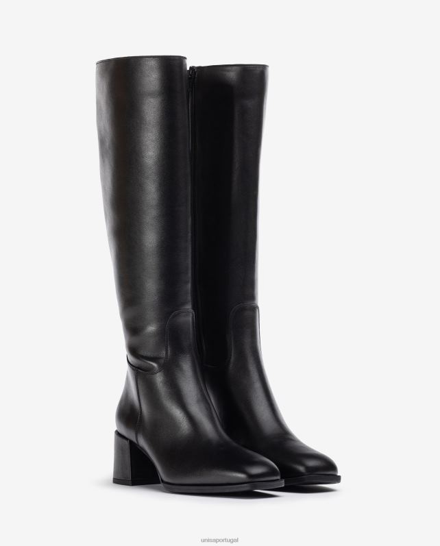 Unisa bota bico quadrado com salto largo mulheres 6V2Z61054 preto