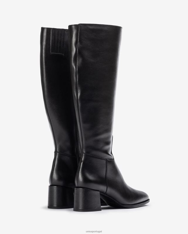 Unisa bota bico quadrado com salto largo mulheres 6V2Z61054 preto