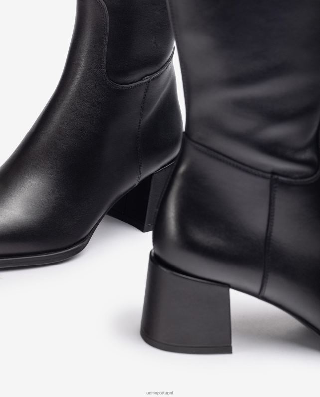 Unisa bota bico quadrado com salto largo mulheres 6V2Z61054 preto