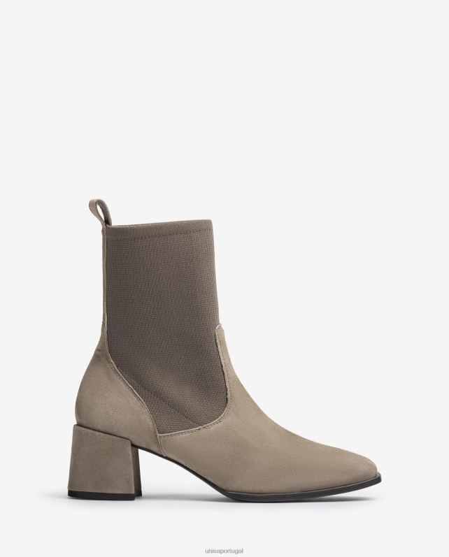 Unisa bota bico quadrado com tecido elástico mulheres 6V2Z6965 marrom