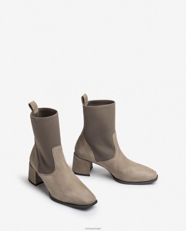 Unisa bota bico quadrado com tecido elástico mulheres 6V2Z6965 marrom