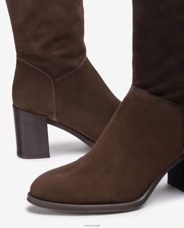 Unisa bota cano alto com zíper na parte interna mulheres 6V2Z61056 moda