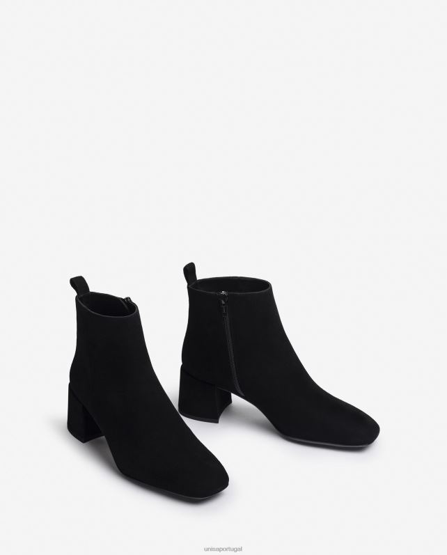Unisa bota cano baixo com salto largo mulheres 6V2Z6988 preto