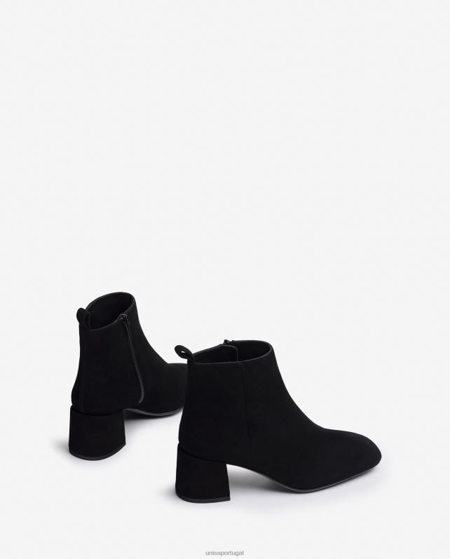 Unisa bota cano baixo com salto largo mulheres 6V2Z6988 preto