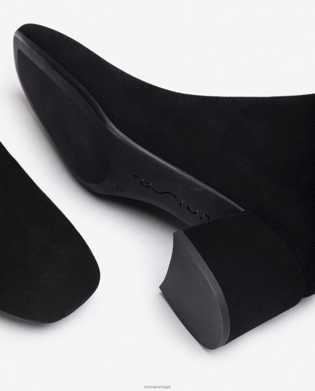 Unisa bota cano baixo com salto largo mulheres 6V2Z6988 preto