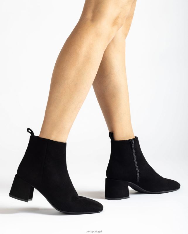 Unisa bota cano baixo com salto largo mulheres 6V2Z6988 preto