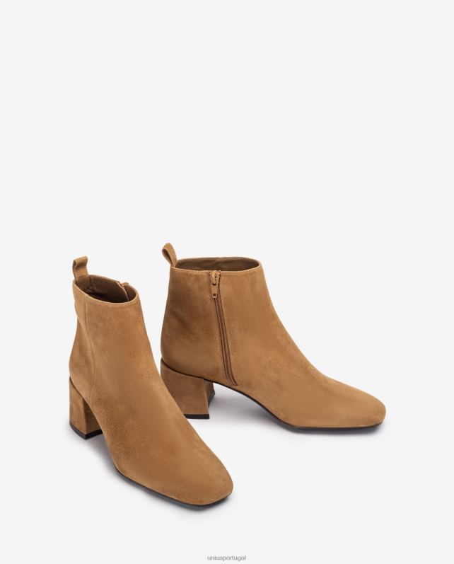 Unisa bota cano baixo com salto largo mulheres 6V2Z6989 marrom