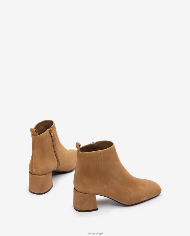 Unisa bota cano baixo com salto largo mulheres 6V2Z6989 marrom