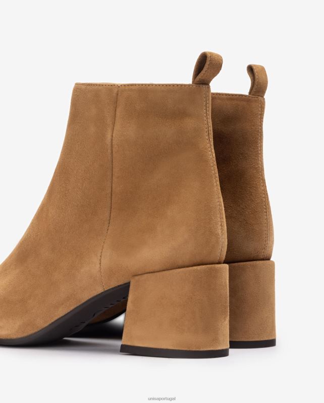 Unisa bota cano baixo com salto largo mulheres 6V2Z6989 marrom