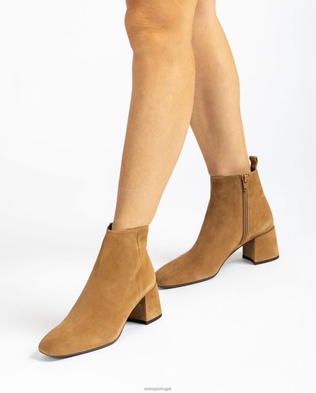 Unisa bota cano baixo com salto largo mulheres 6V2Z6989 marrom