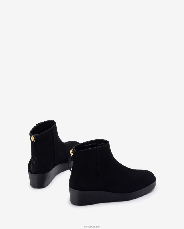 Unisa bota cano baixo com zíper atrás mulheres 6V2Z6896 preto