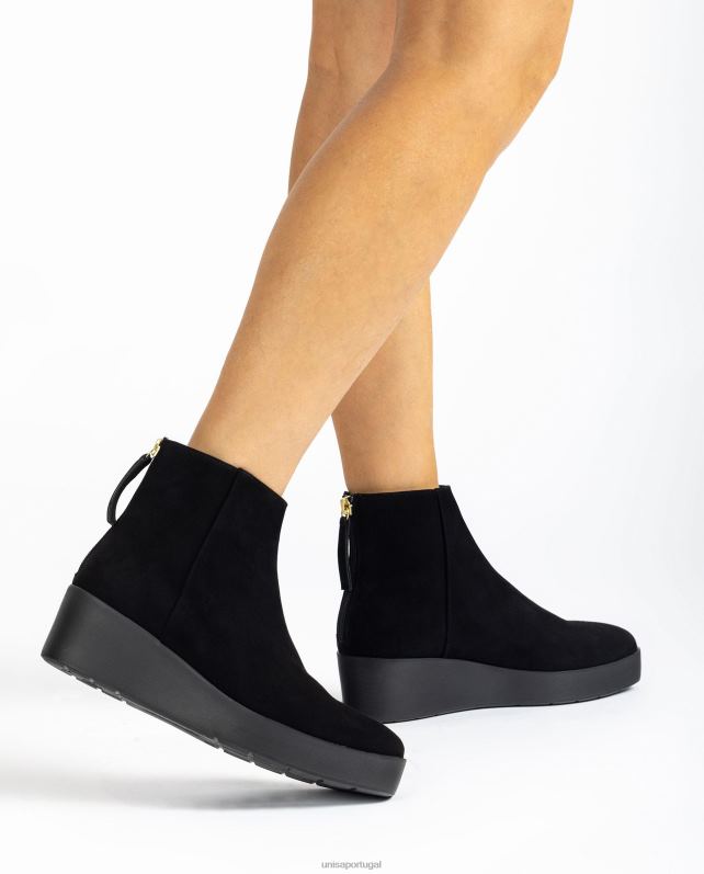 Unisa bota cano baixo com zíper atrás mulheres 6V2Z6896 preto